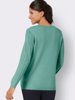 Ajourpullover mit gerippten Abschlüssen