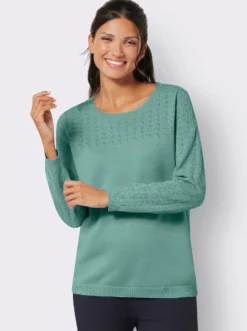 Ajourpullover mit gerippten Abschlüssen