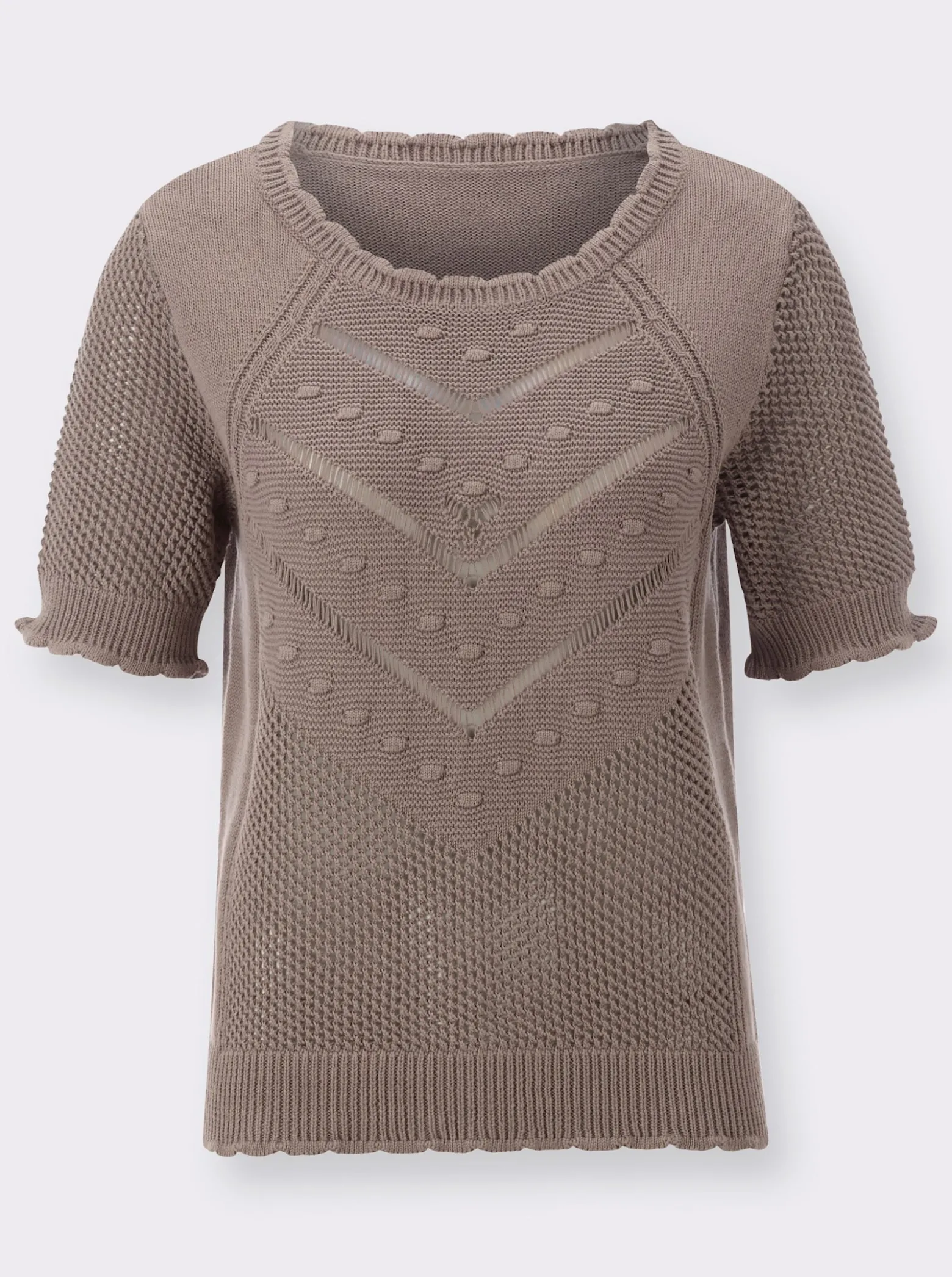 Ajourpullover mit gewellten Abschlüssen