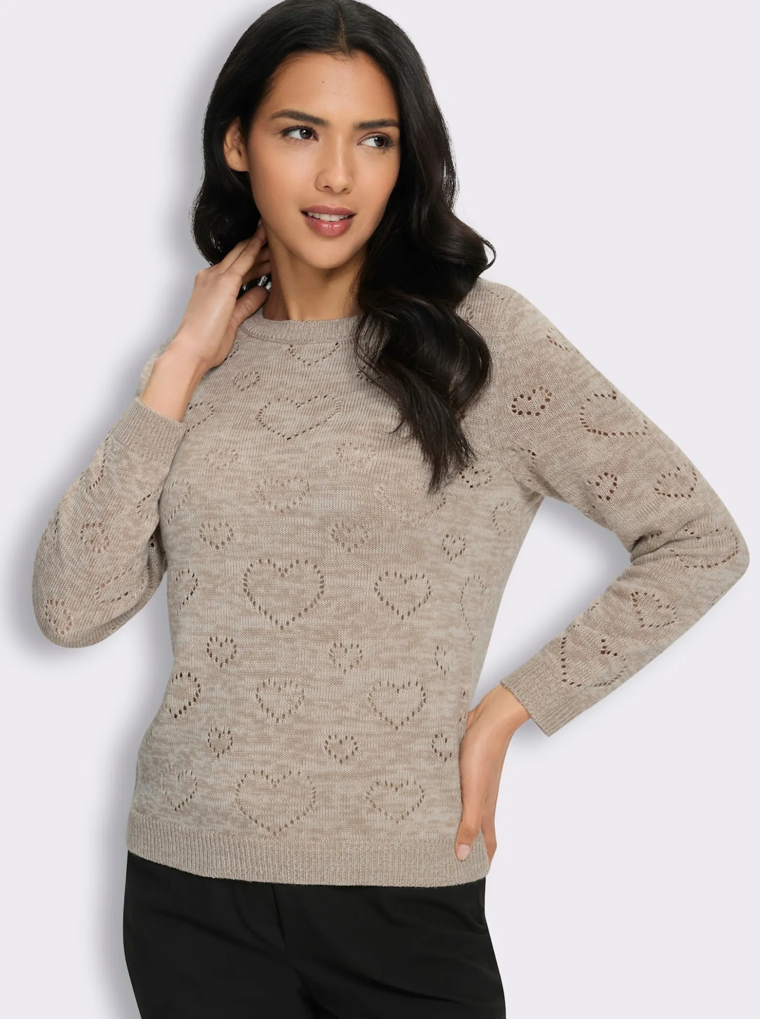 Ajourpullover mit Herzchen