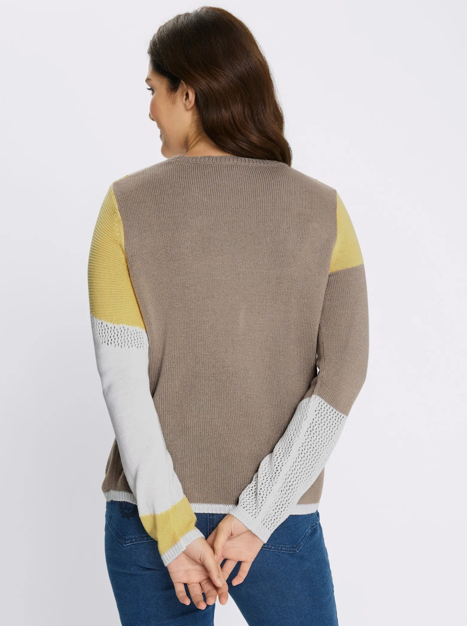Ajourpullover mit Intarsien-Strickmuster