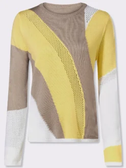 Ajourpullover mit Intarsien-Strickmuster