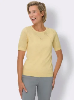 Ajourpullover mit kurzen Ärmeln