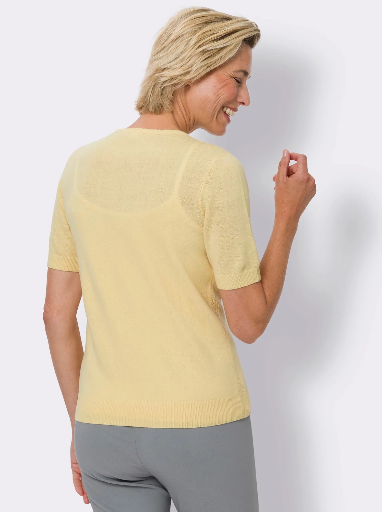 Ajourpullover mit kurzen Ärmeln
