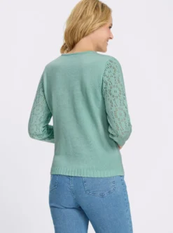 Ajourpullover mit Linksstrick-Partie