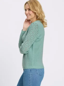 Ajourpullover mit Linksstrick-Partie