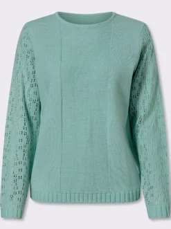 Ajourpullover mit Linksstrick-Partie