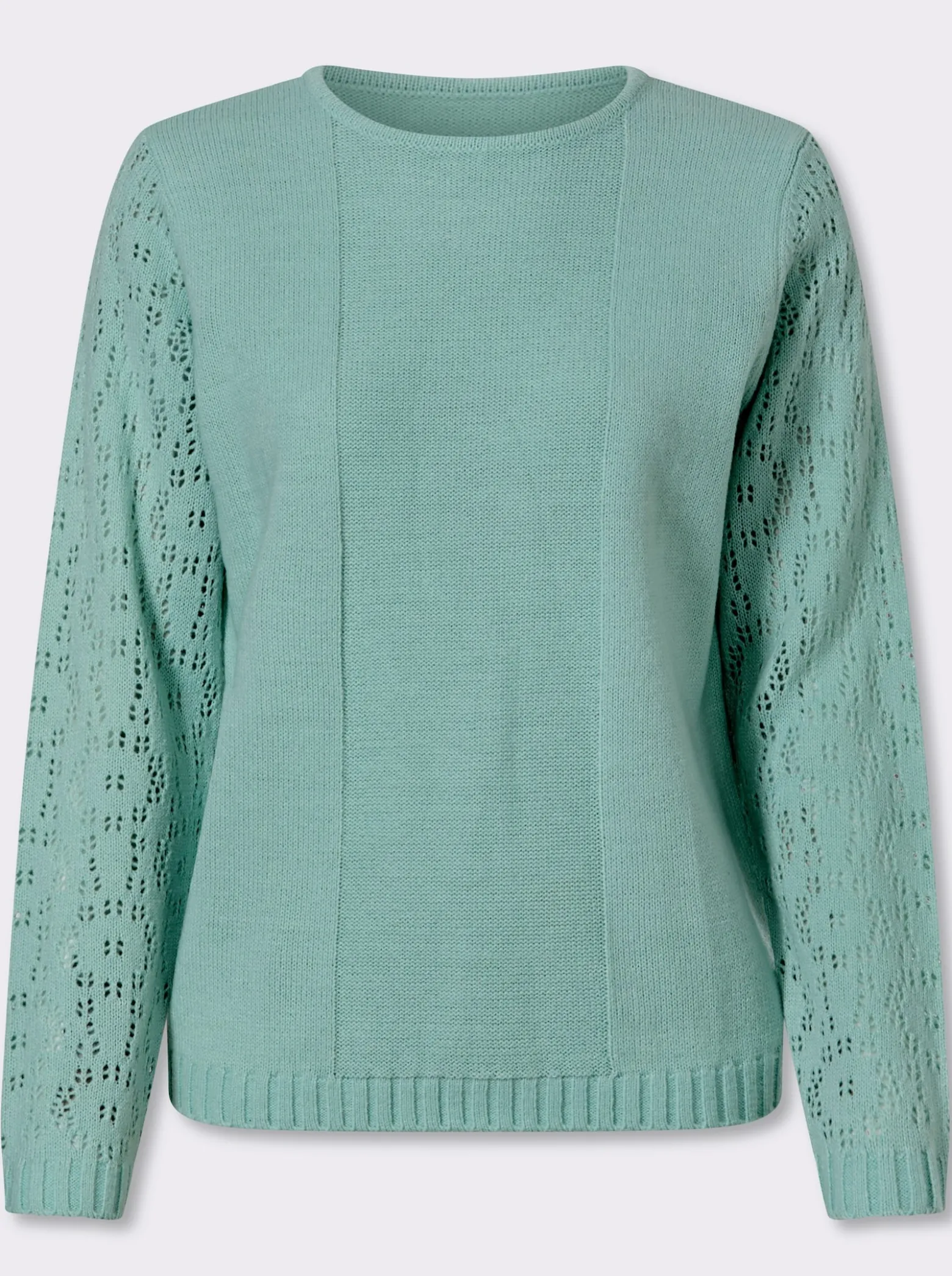 Ajourpullover mit Linksstrick-Partie