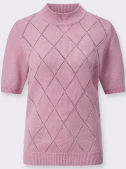 Ajourpullover mit längerem Halbarm
