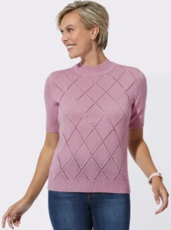 Ajourpullover mit längerem Halbarm