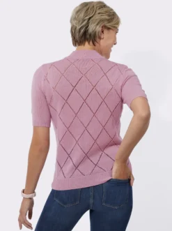 Ajourpullover mit längerem Halbarm