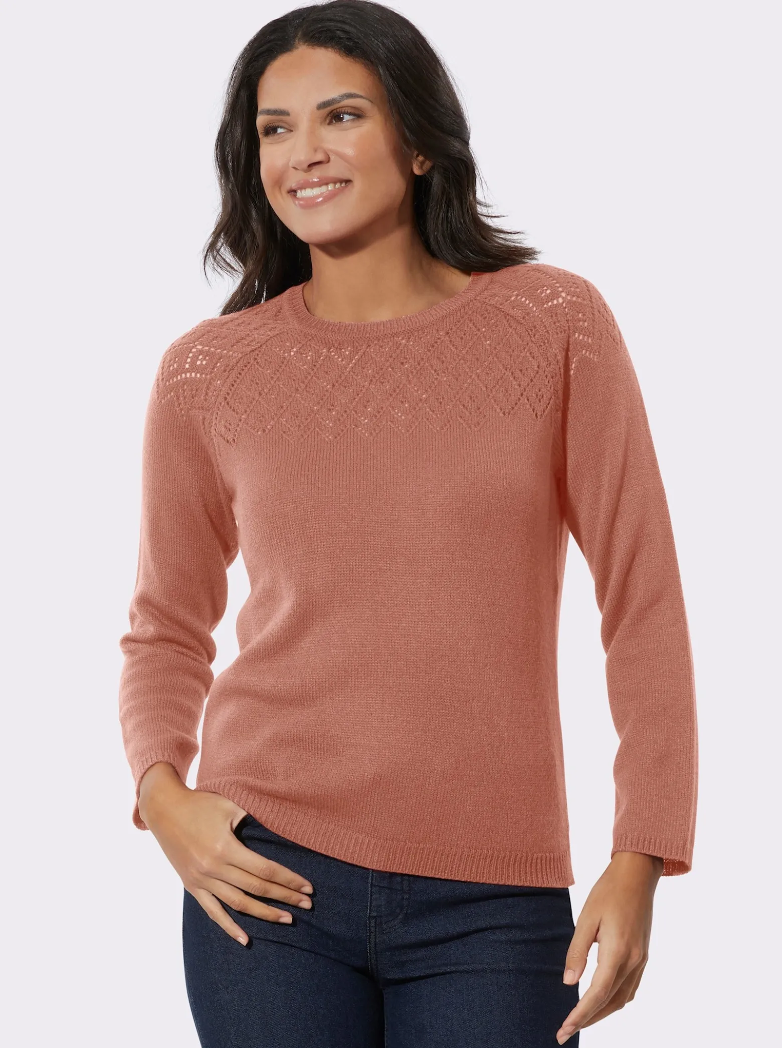 Ajourpullover mit Raglanärmeln