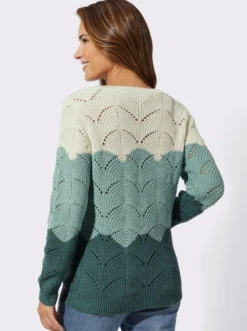 Ajourpullover mit Streifen-Dessin