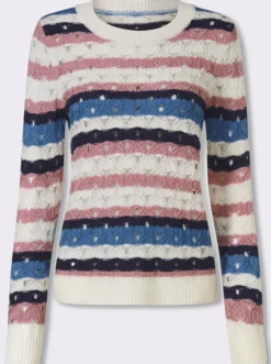 Ajourpullover mit Streifen-Muster