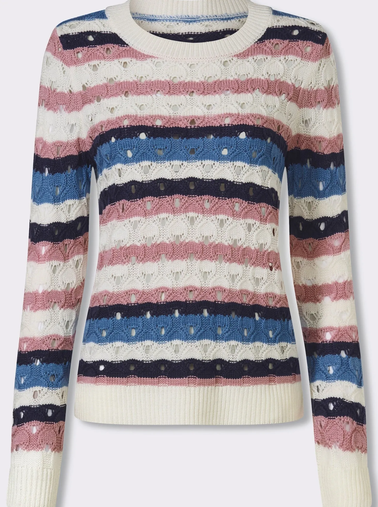 Ajourpullover mit Streifen-Muster
