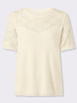 Ajourpullover mit Wellenkanten