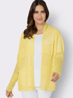 Ajourstrickjacke in langer, offener Form