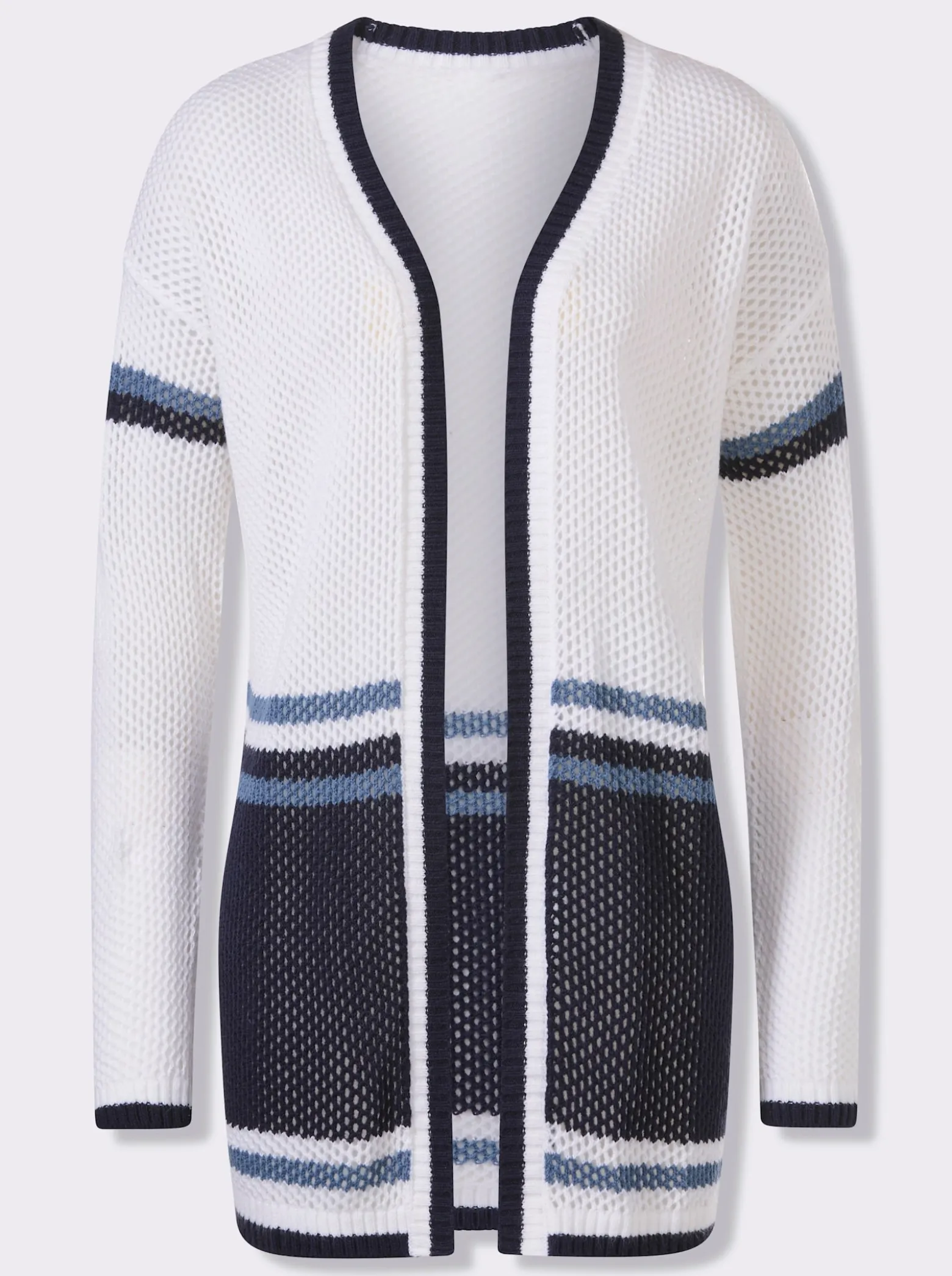 Ajourstrickjacke in offener Longform
