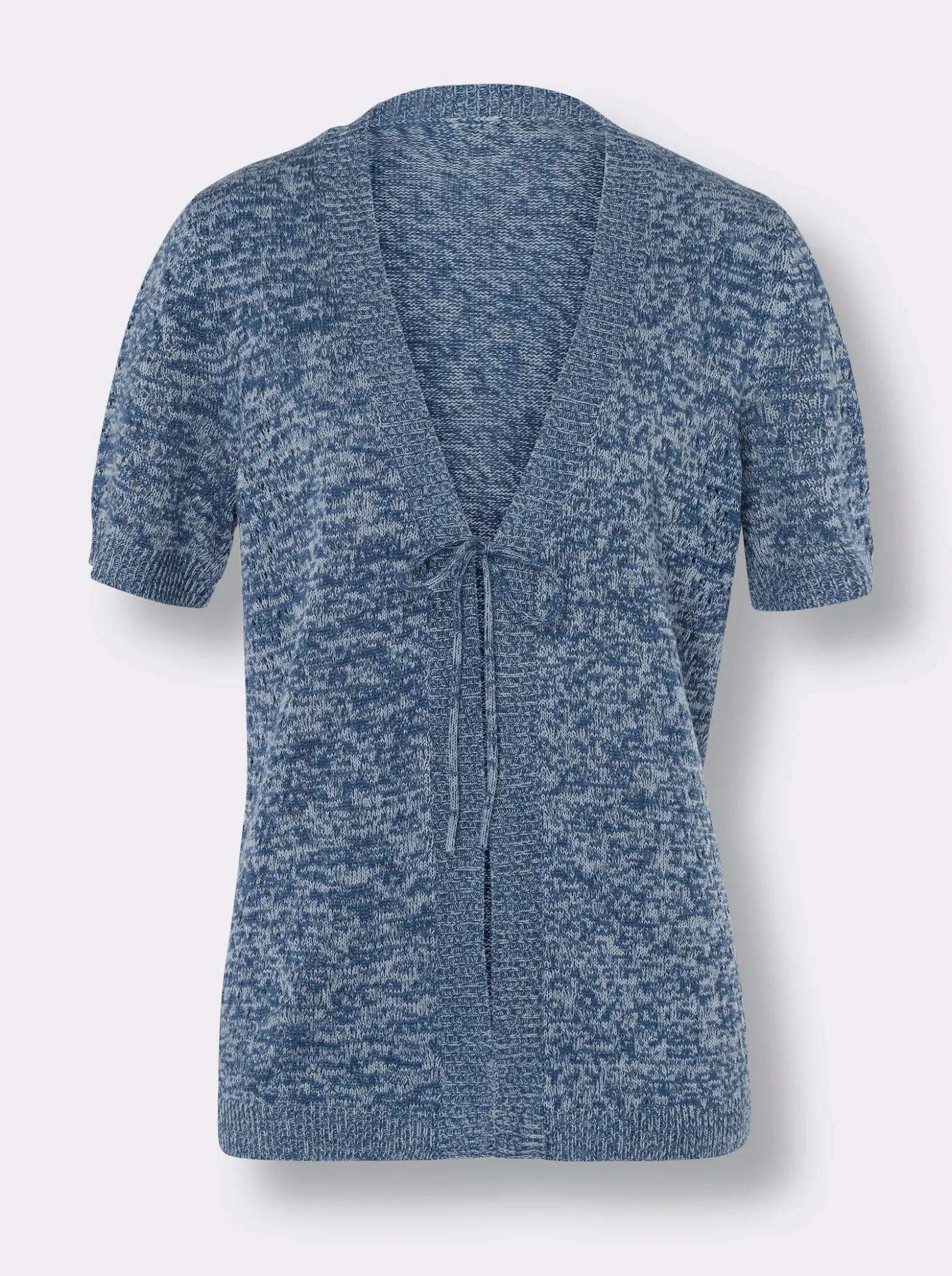 Ajourstrickjacke mit Bindeband