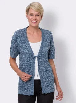 Ajourstrickjacke mit Bindeband