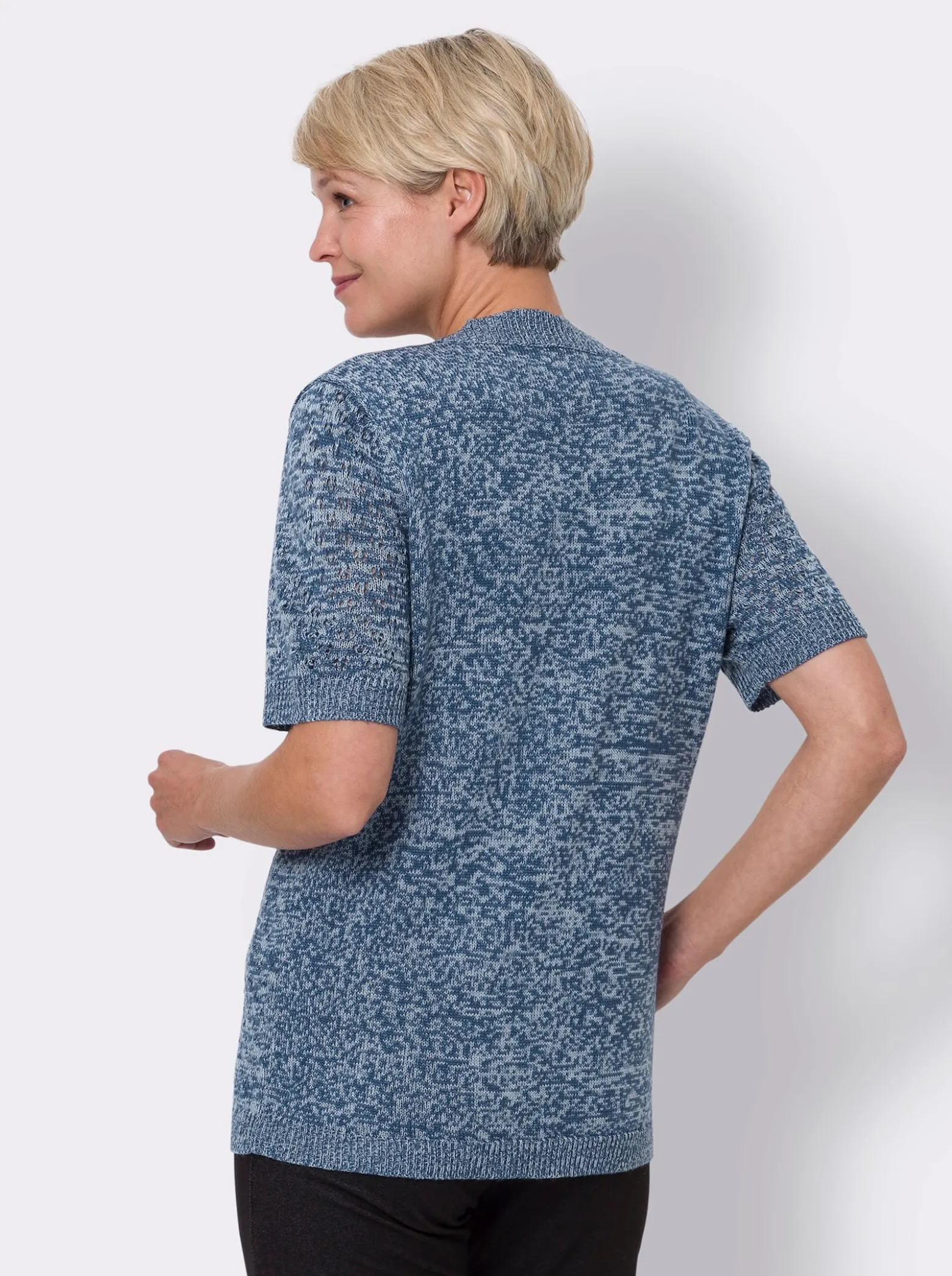Ajourstrickjacke mit Bindeband