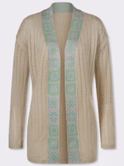 Ajourstrickjacke mit Bordüre