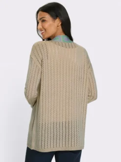 Ajourstrickjacke mit Bordüre