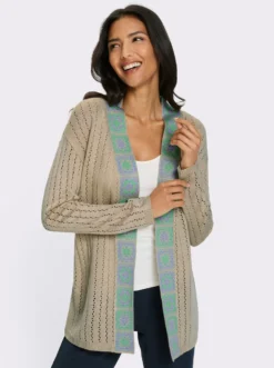 Ajourstrickjacke mit Bordüre