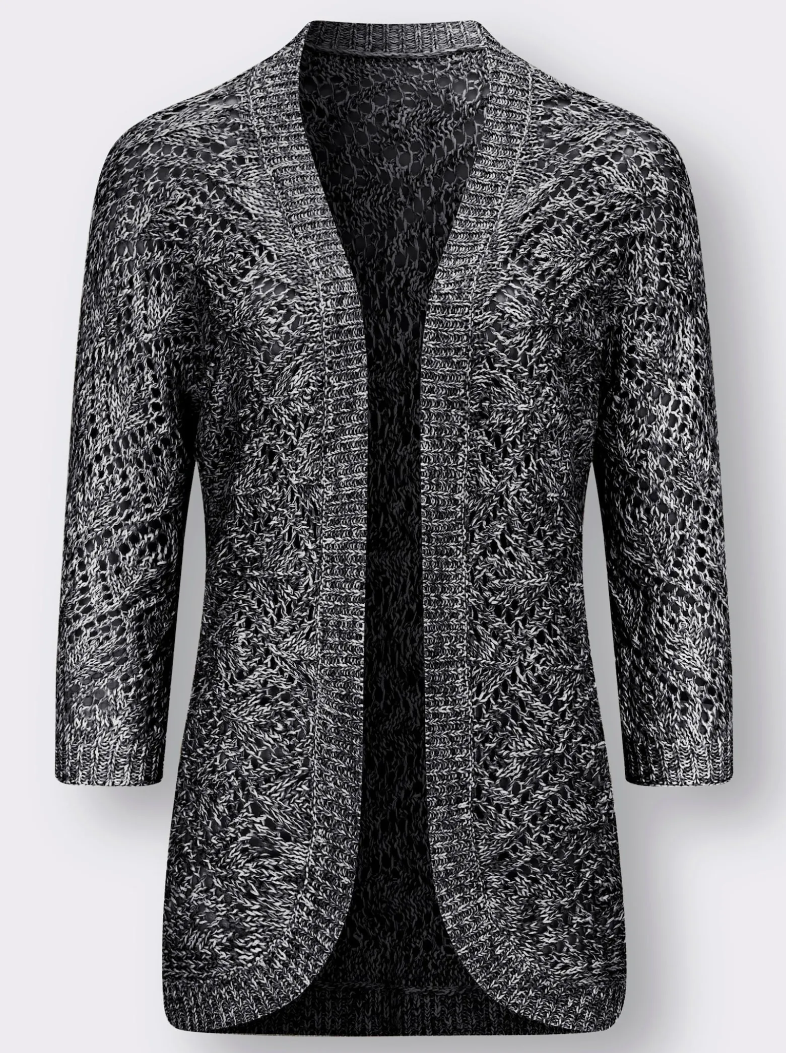 Ajourstrickjacke mit Fledermaus-Ärmeln