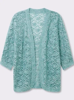 Ajourstrickjacke mit Fledermaus-Ärmeln