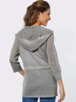 Ajourstrickjacke mit Glanzgarn