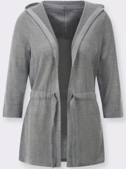 Ajourstrickjacke mit Glanzgarn