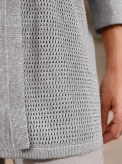 Ajourstrickjacke mit Glanzgarn