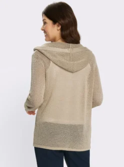 Ajourstrickjacke mit Kapuze