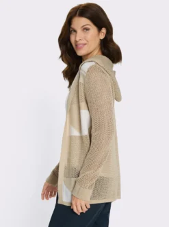Ajourstrickjacke mit Kapuze