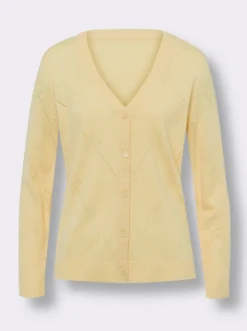 Ajourstrickjacke mit Knopfleiste