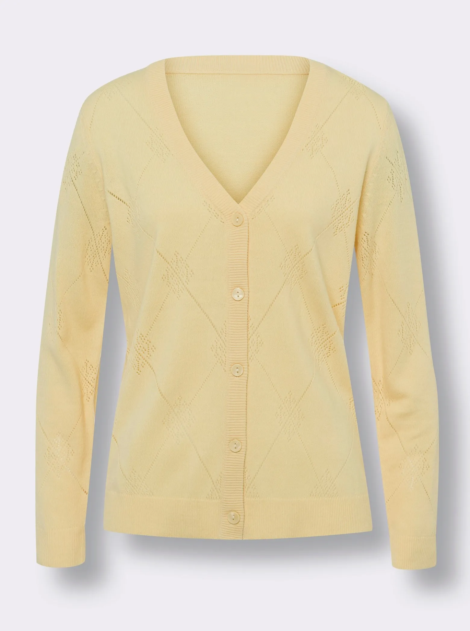 Ajourstrickjacke mit Knopfleiste