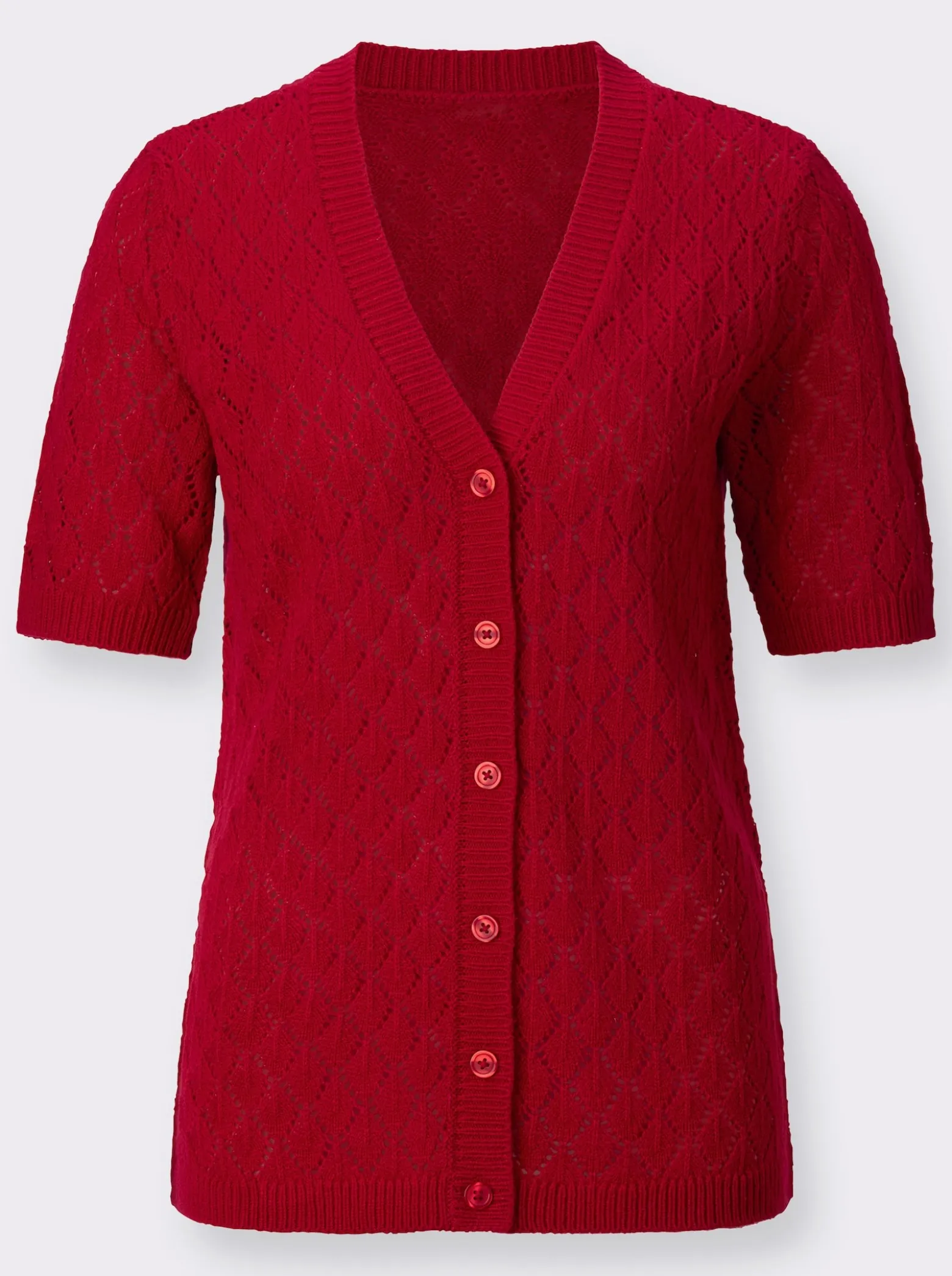Ajourstrickjacke mit kurzen Ärmeln