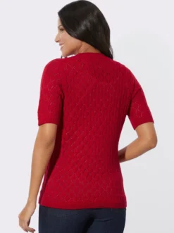 Ajourstrickjacke mit kurzen Ärmeln