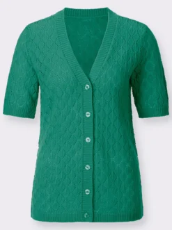 Ajourstrickjacke mit kurzen Ärmeln
