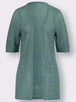 Ajourstrickjacke mit kurzen Ärmeln