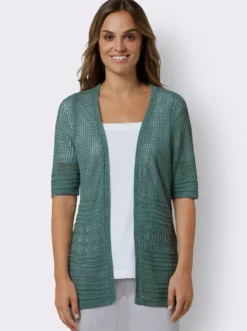 Ajourstrickjacke mit kurzen Ärmeln