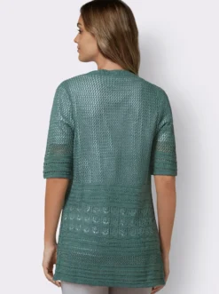 Ajourstrickjacke mit kurzen Ärmeln