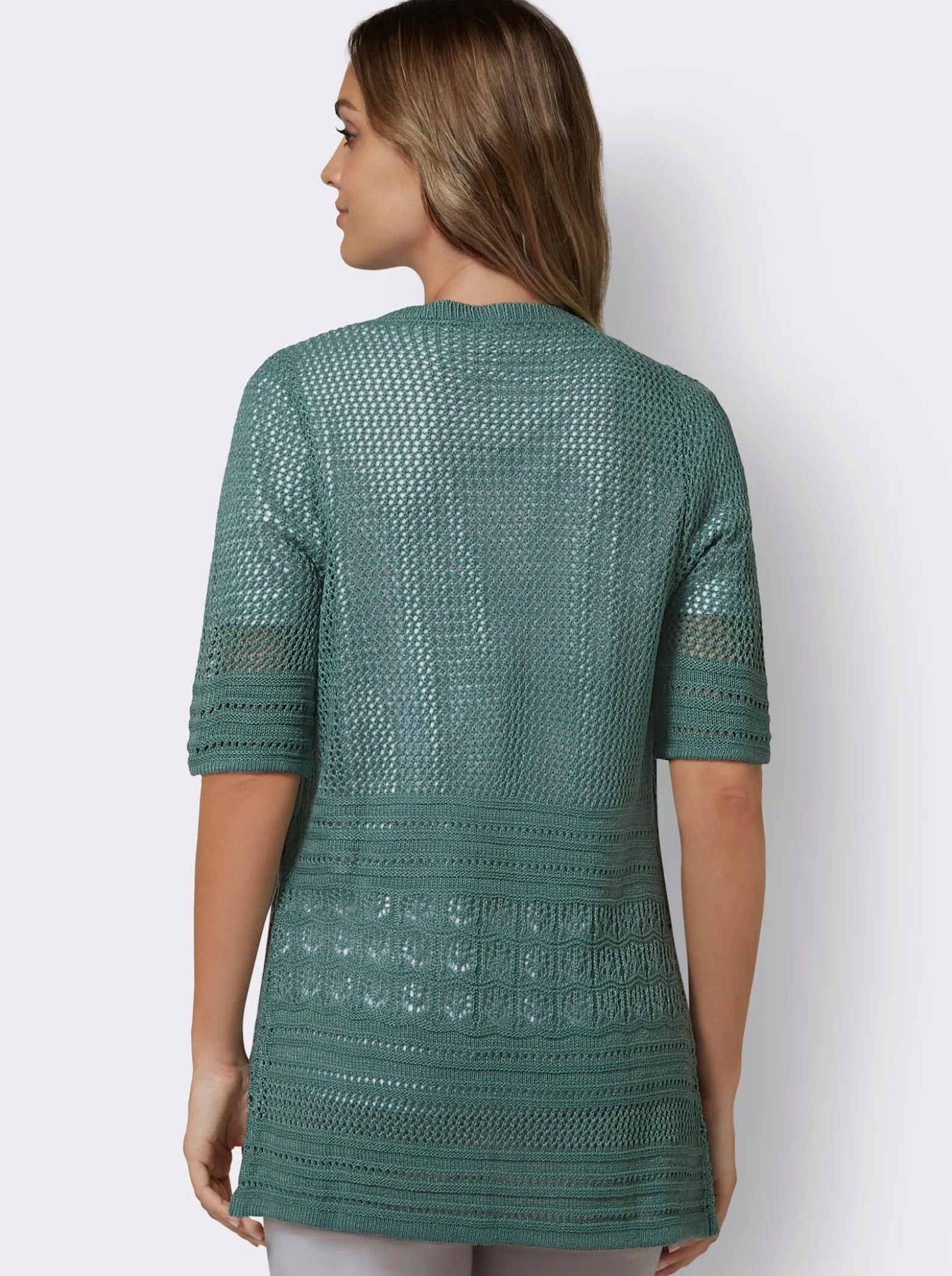 Ajourstrickjacke mit kurzen Ärmeln