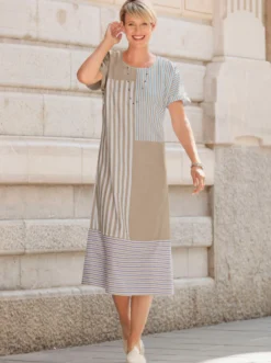 A-Linien-Kleid in Leinen-Optik