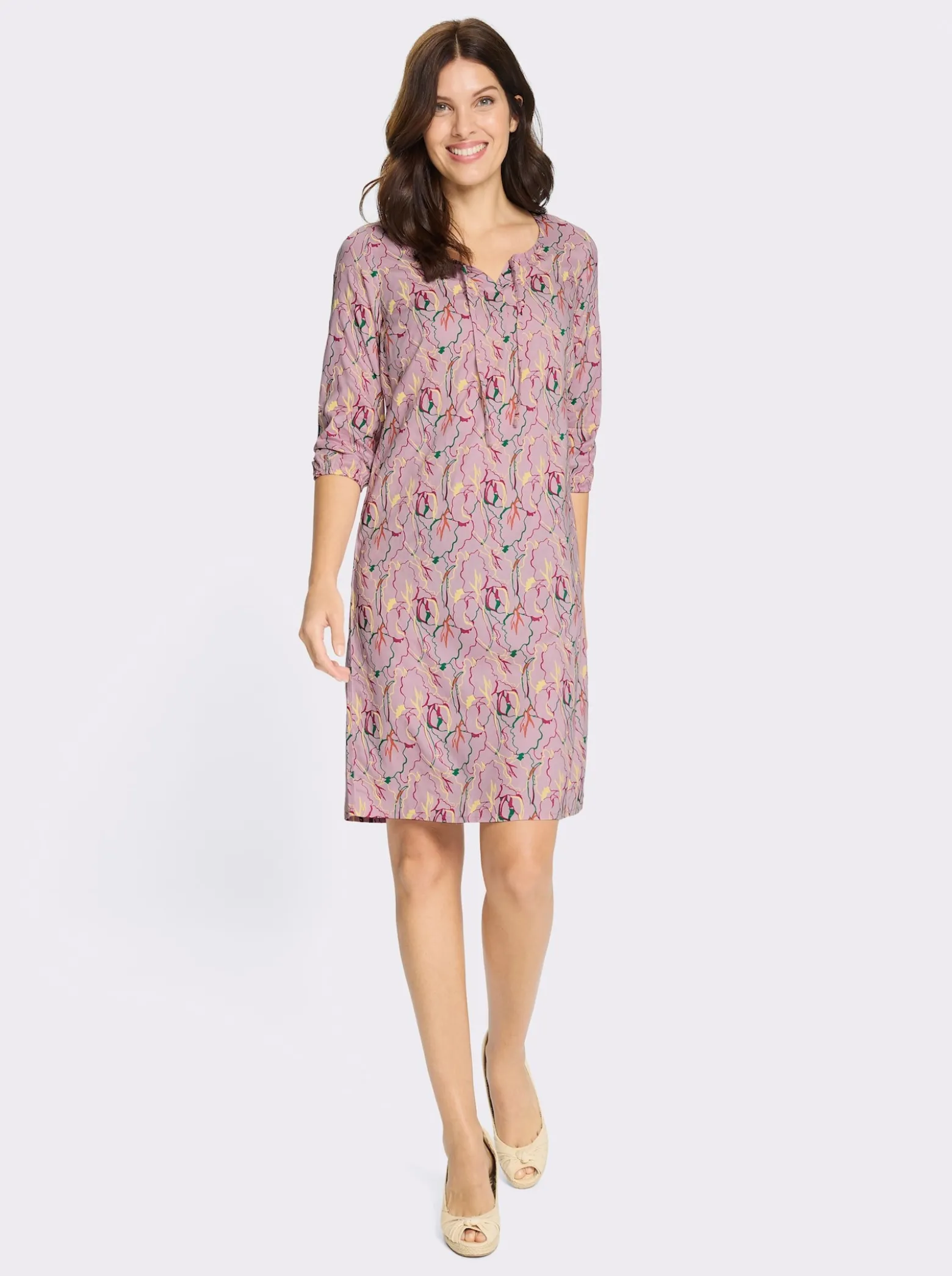 A-Linien-Kleid mit Bindeband am Ausschnitt