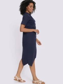 A-Linien-Kleid mit durchgehender Knopfleiste