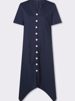 A-Linien-Kleid mit durchgehender Knopfleiste