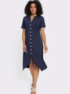A-Linien-Kleid mit durchgehender Knopfleiste