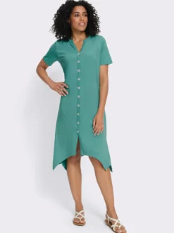 A-Linien-Kleid mit durchgehender Knopfleiste